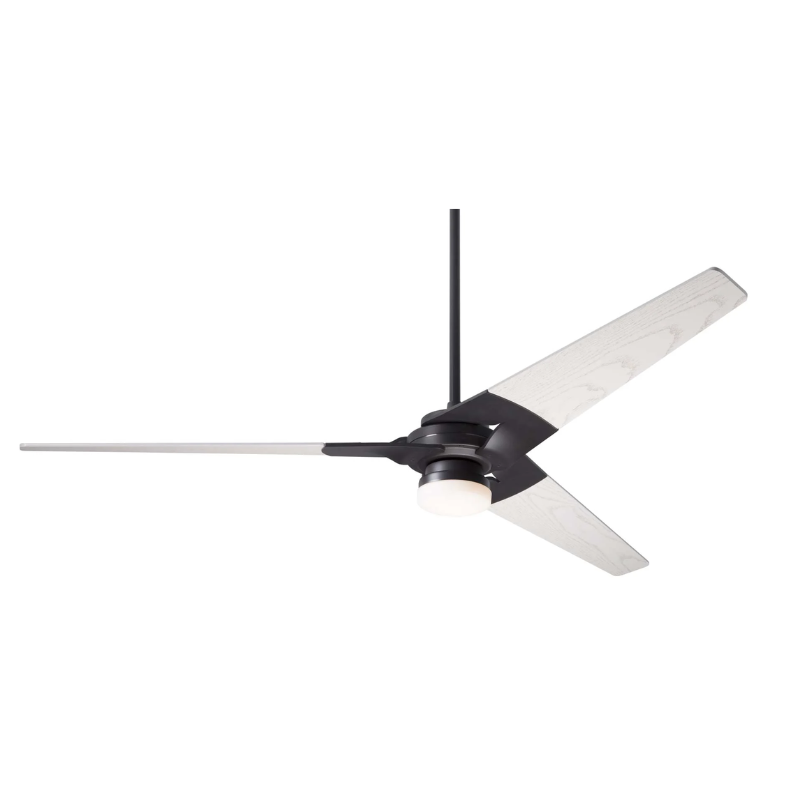 The Torsion 17W LED - 62" by Modern Fan Co. with the dark bronze body and whitewash blades.