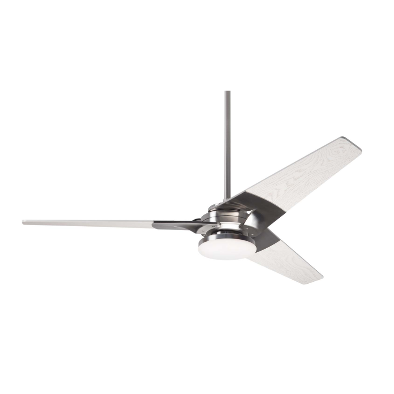 The Torsion 20W LED - 52" from The Modern Fan Co. Shown is the bright nickel body and whitewash blades.