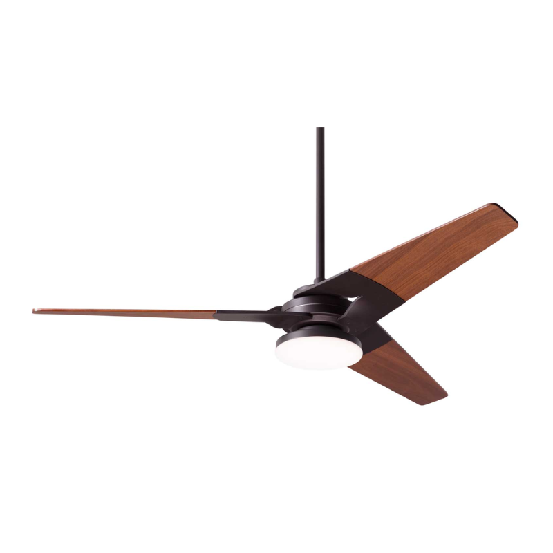The Torsion 20W LED - 52" from The Modern Fan Co. Shown is the dark bronze body and mahogany blades.
