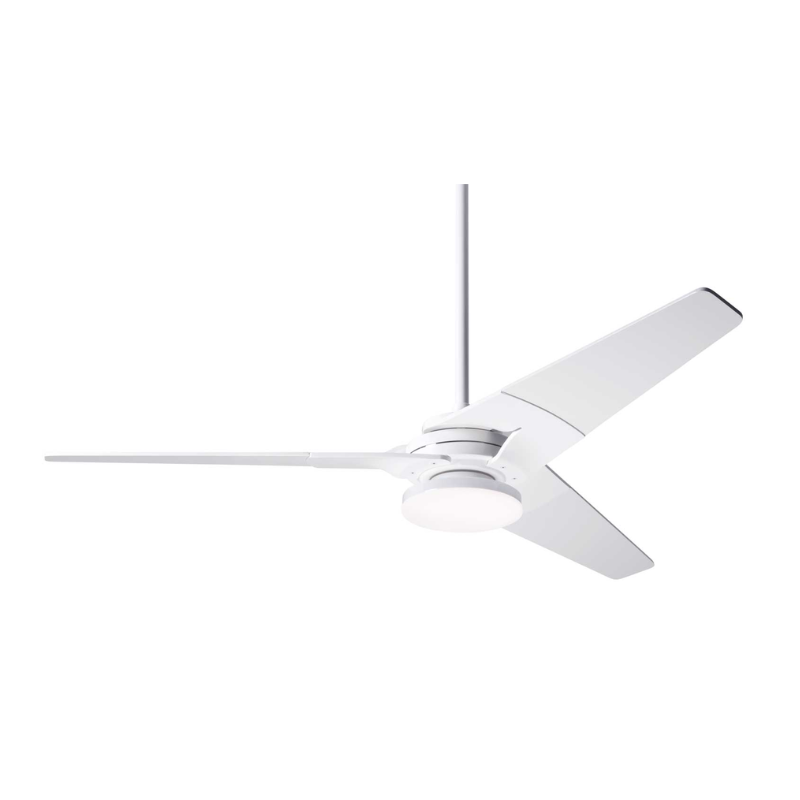The Torsion 20W LED - 52" from The Modern Fan Co. Shown is the gloss white body and white blades.