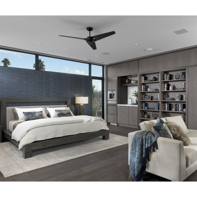 From Modern Fan Co. the Torsion 20W LED - 62" in a bedroom lifestyle photograph.