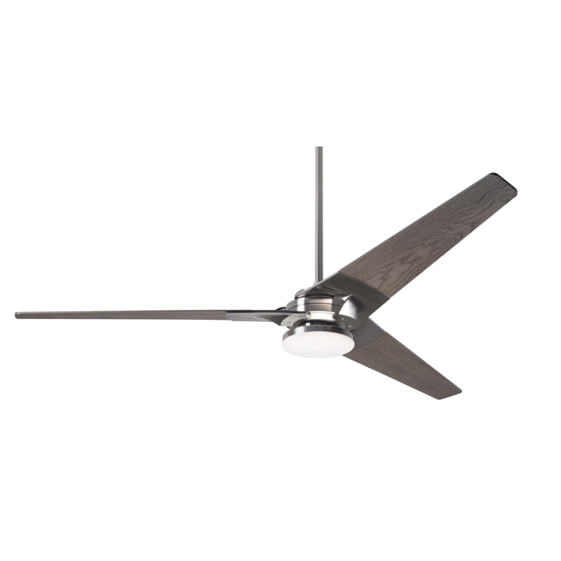 From Modern Fan Co. the Torsion 20W LED - 62" with the bright nickel body and graywash blades.