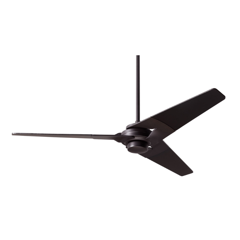 The Torsion - 52" from The Modern Fan Co. with dark bronze body and black plywood blades.