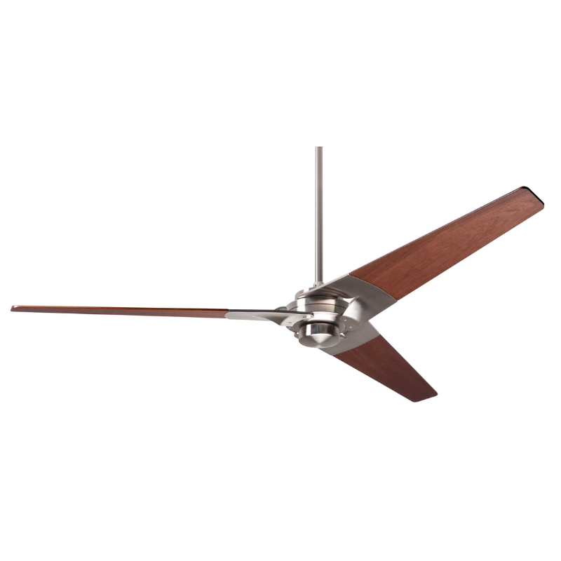 The Torsion - 62" from Modern Fan Co. with the bright nickel body and mahogany blades.