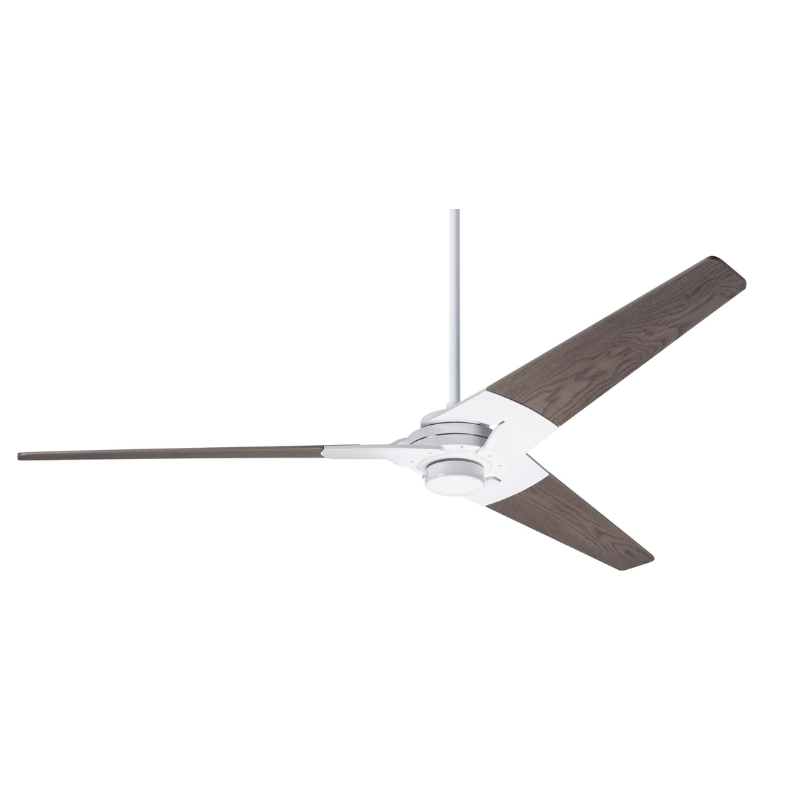 The Torsion - 62" from Modern Fan Co. with the gloss white body and graywash blades.