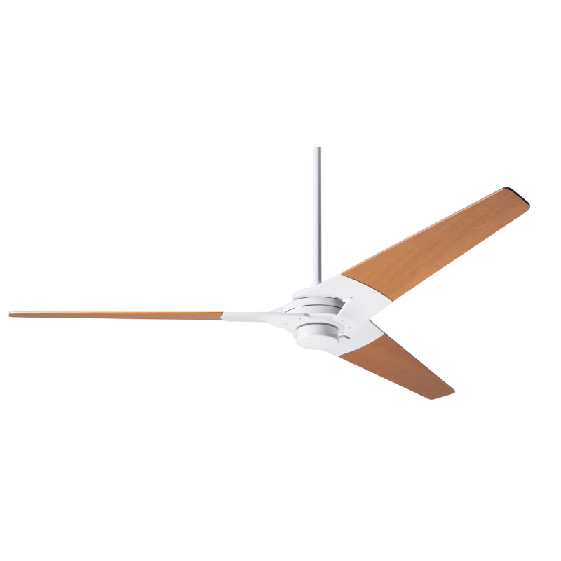 The Torsion - 62" from Modern Fan Co. with the gloss white body and maple blades.