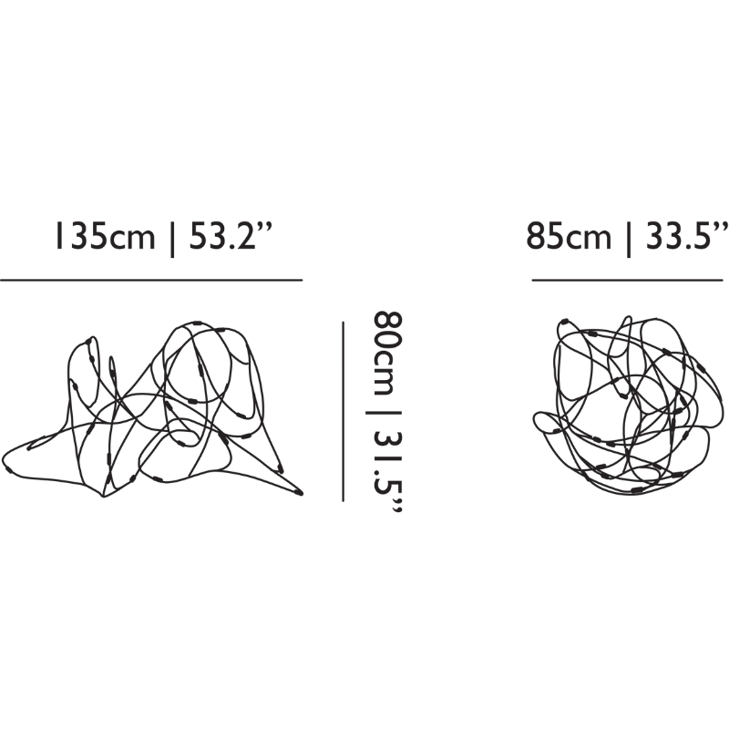 The dimensions for the Flock of Light by Moooi, small (11).