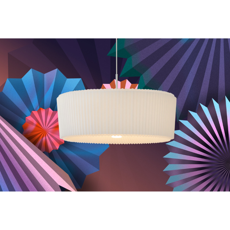 Plié Plissé Light by Lukas Bazle is inspired by the kinetic movements found in nature. This kinetic design has an adjustable cellular pleated shade that lets you choose the intensity and direction of the light. Unfolded, the light is soft and diffused. Perfect for (dinner) parties and lighting your whole room up. Fold the shade in and the lamp shines downwards and more intense, making it easier to work or read a book. As if dancing, Plié Plissé Light moves along with the rhythm of your day.