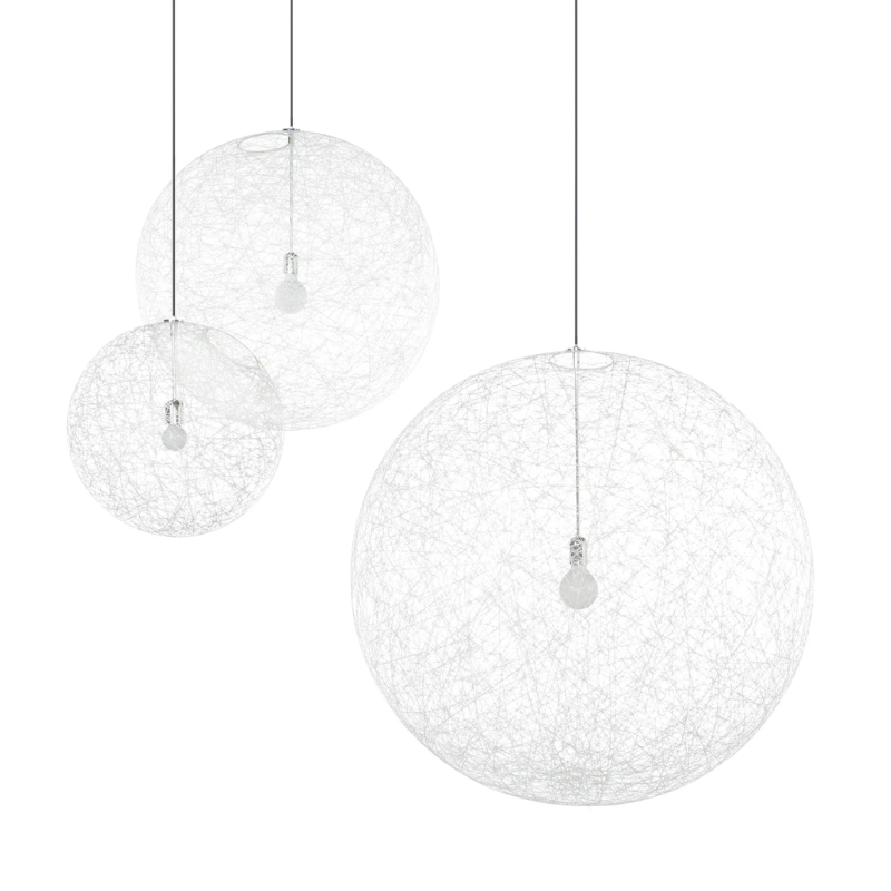 All three of the Random II Pendant sizes from Moooi (Small, Medium and Large) in white.