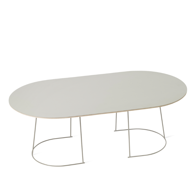 The Airy Coffee Table is designed with a light and airy expression through its clean lines and the table top almost floating above its thin steel frame. Available in three sizes alongside a half-side version, the Airy Coffee Table can serve a range of functions in a multitude of spaces, with its playful yet quiet personality complementing any setting.