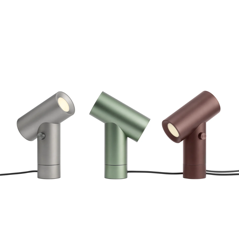 The Beam Table Lamp from Muuto in three of the four color options.