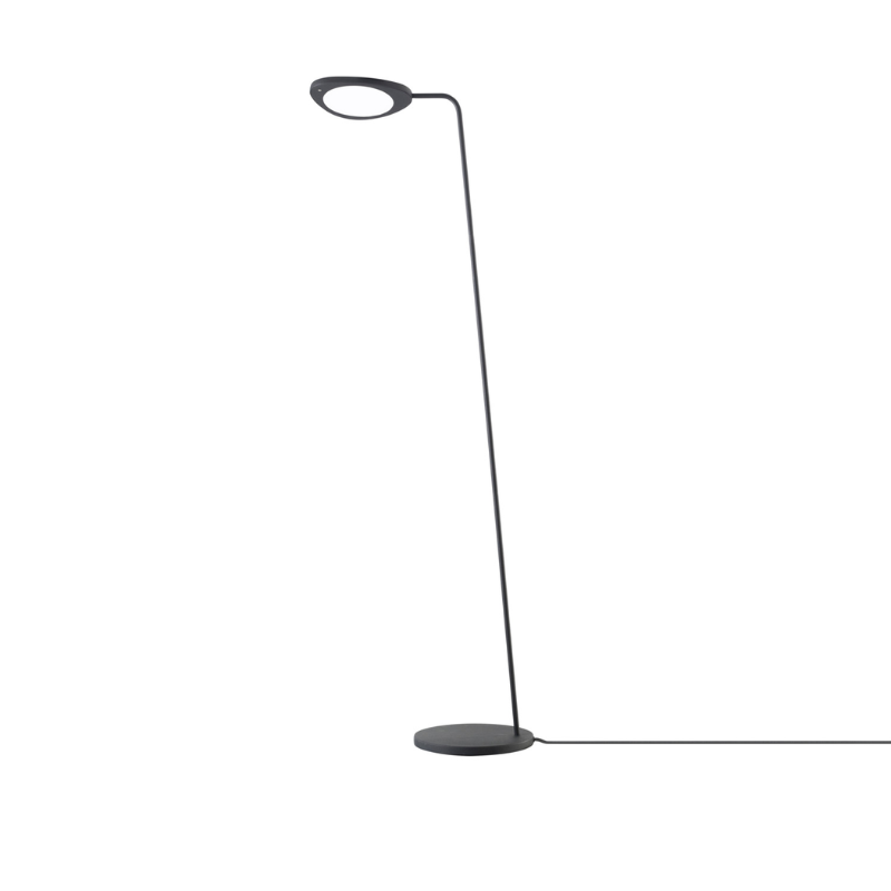 The Leaf Floor Lamp from Muuto in black, angled.
