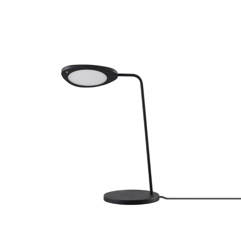 The Leaf Table Lamp from Muuto in black, tilted.