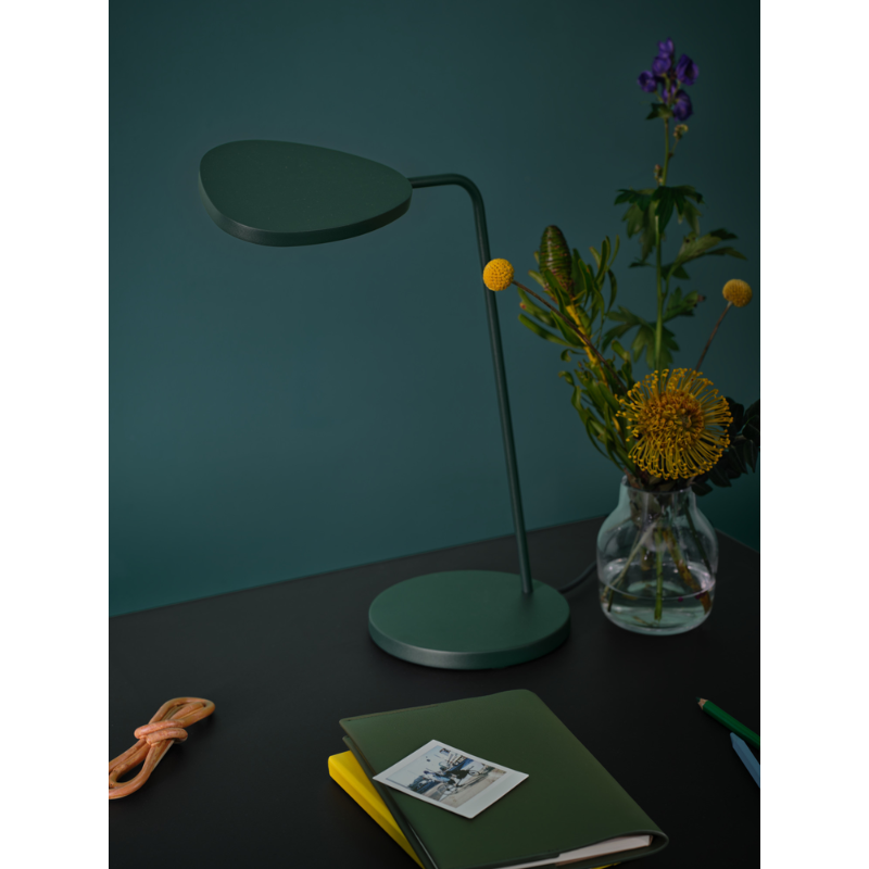 The Leaf Table Lamp from Muuto on a desktop.