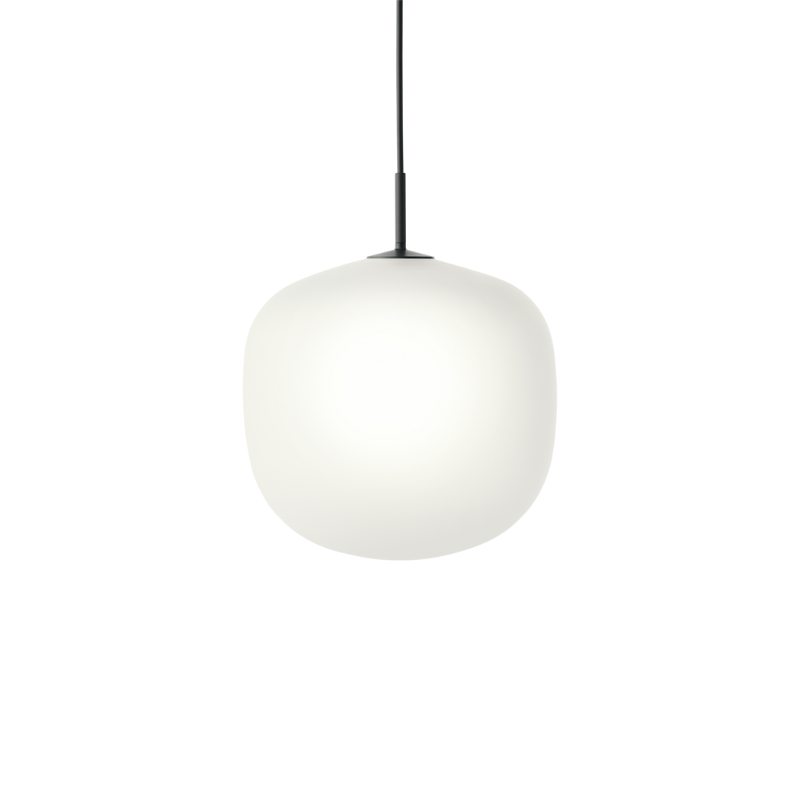 The Rime Pendant Lamp from Muuto in black, 14.6 inch size.