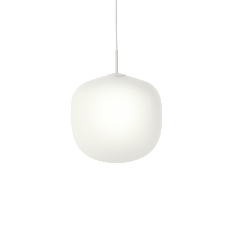 The Rime Pendant Lamp from Muuto in white, 14.6 inch size.