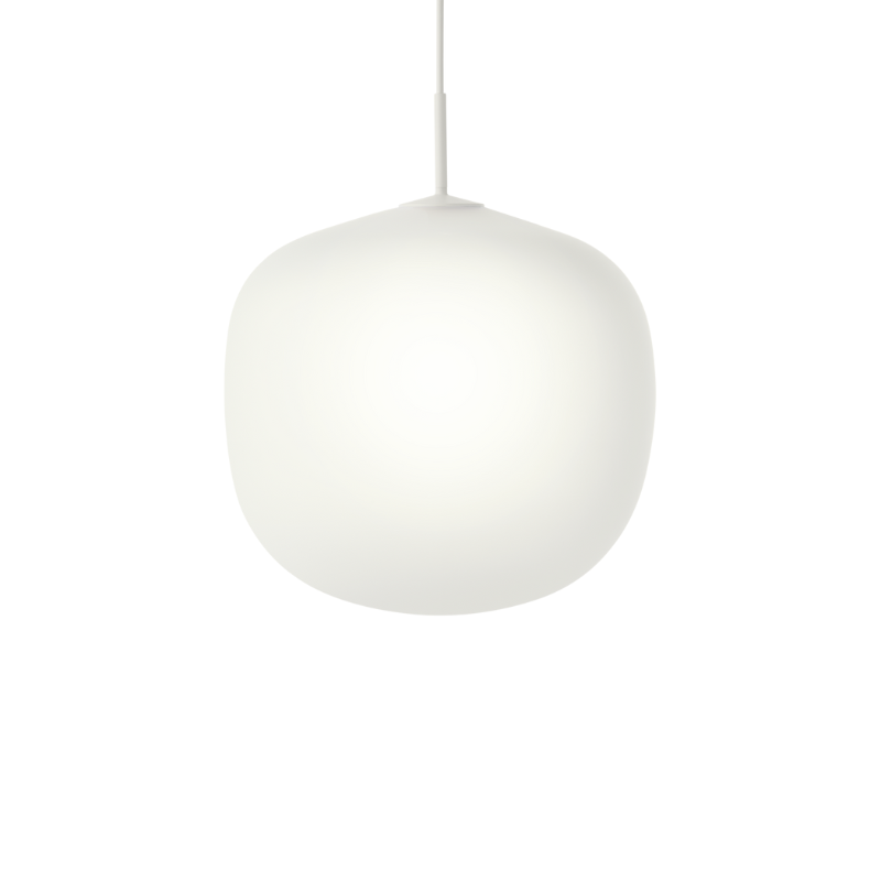 The Rime Pendant Lamp from Muuto in white, 17.7 inch size.