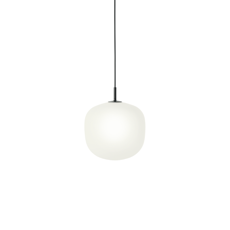 The Rime Pendant Lamp from Muuto in black, 9.6 inch size.