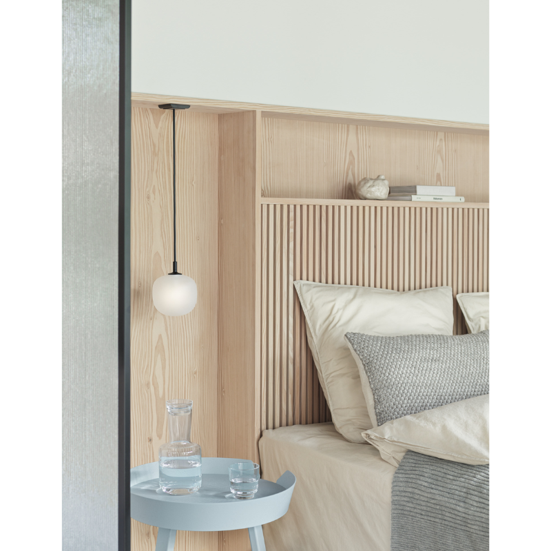 The Rime Pendant Lamp from Muuto bedside.
