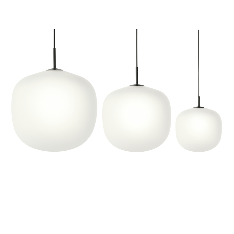 The Rime Pendant Lamp from Muuto in black, 9.6, 14.6 and 17.7 inch size.
