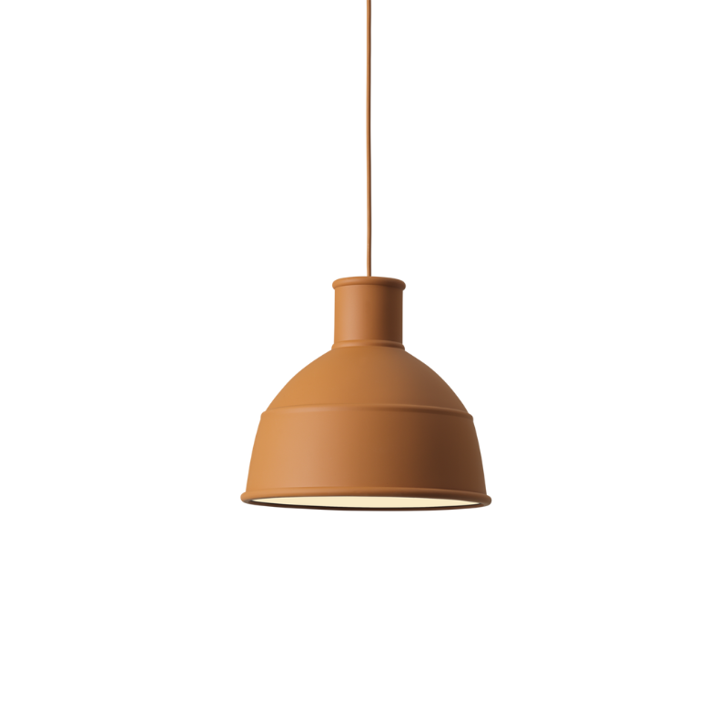The Unfold Pendant Lamp from Muuto in clay brown.