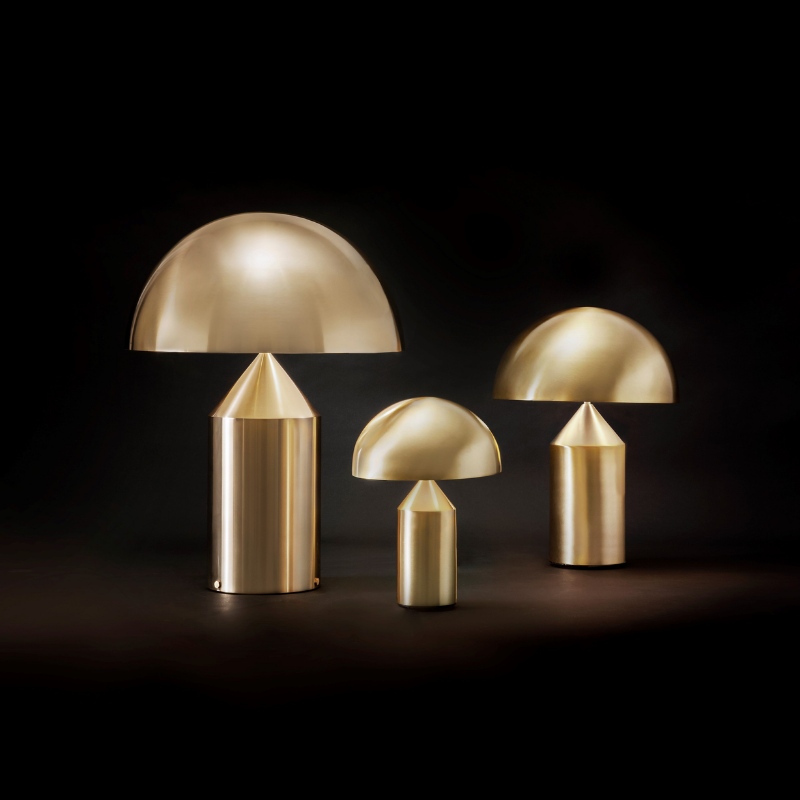 This is the Atollo Gold Table Lamp from Oluce in its three various sizes.
