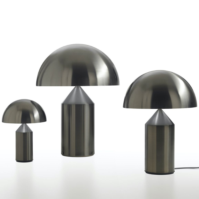 This is the Atollo Nickel Table Lamp from Oluce in the three different sizes.