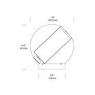 The dimensions for the Bel Occhio Table light from Pablo Designs.