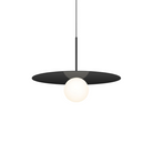 This is a photograph of the 18 inch Bola Disc Pendant from Pablo Designs in matte black.