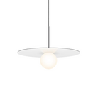 This is a photograph of the 22 inch Bola Disc Pendant from Pablo Designs in gloss white.
