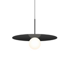 This is a photograph of the 22 inch Bola Disc Pendant from Pablo Designs in matte black.