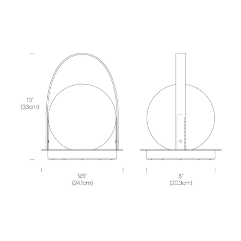 The dimensions for the Bola Lantern from Pablo Designs.