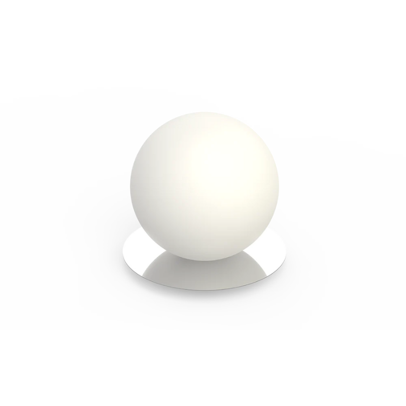 The Bola Sphere Table from Pablo Designs, 10 inch size in chrome.