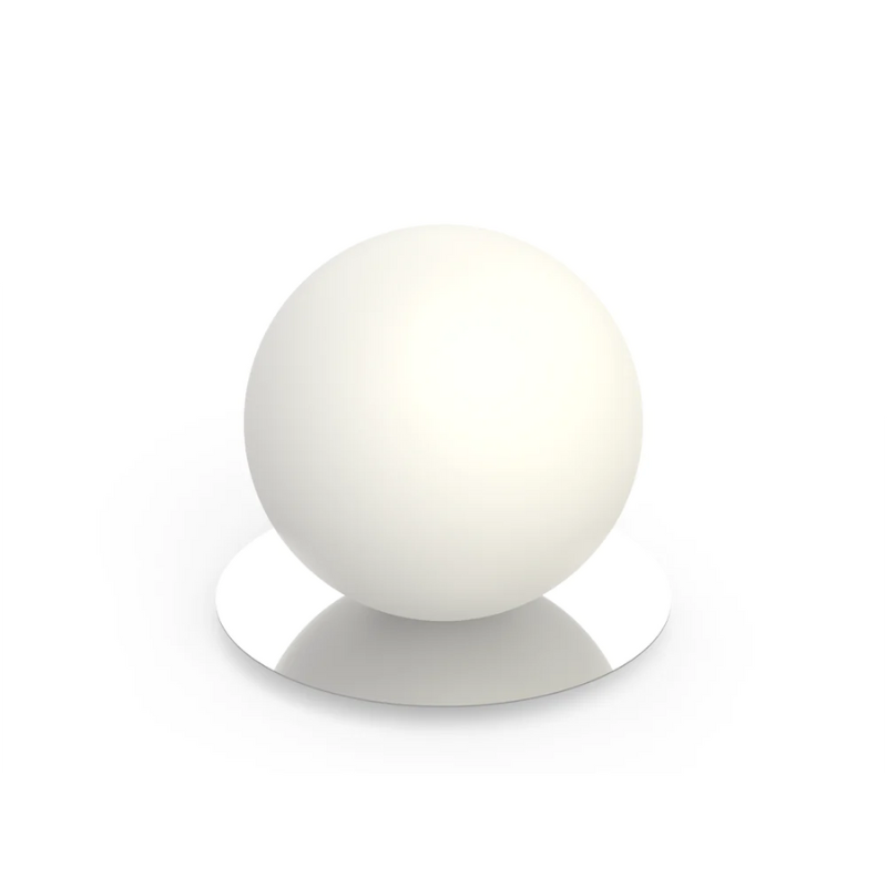 The Bola Sphere Table from Pablo Designs, 12 inch size in chrome.