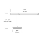 The dimensions for the Brazo Table from Pablo Designs.