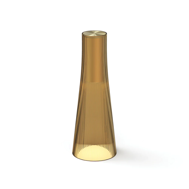 The Candel portable table lamp from Pablo Designs in bronze and brass.