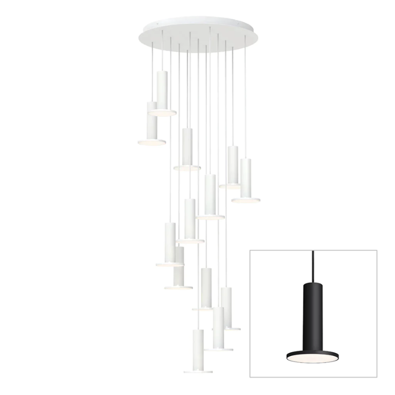 The Cielo Plus Chandelier from Pablo Designs with 13 pendants in black.