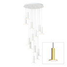 The Cielo Plus Chandelier from Pablo Designs with 13 pendants in brass.