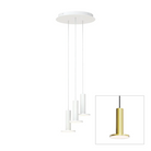 The Cielo Plus Chandelier from Pablo Designs with 3 pendants in brass.