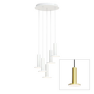 The Cielo Plus Chandelier from Pablo Designs with 5 pendants in brass.