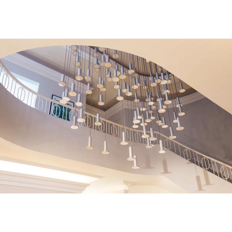 The Cielo Plus Chandelier from Pablo Designs in a lighting display.