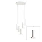 The Cielo Plus Chandelier from Pablo Designs with 5 pendants in silver.