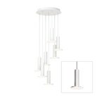The Cielo Plus Chandelier from Pablo Designs with 7 pendants in silver.