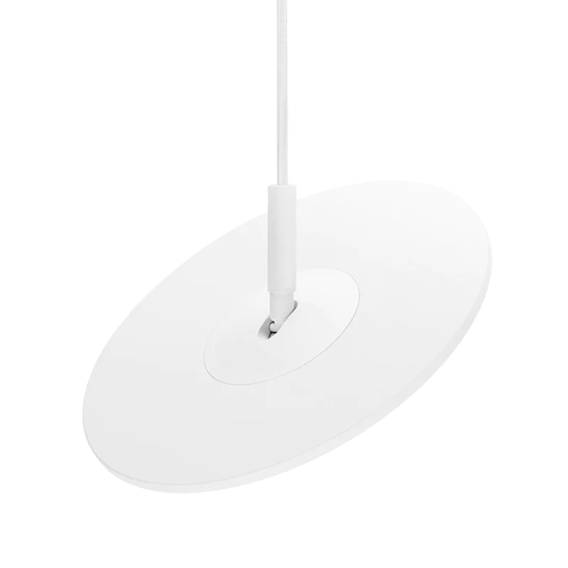 The Circa Pendant from Pablo Designs in white, being shown from behind showing the top of the pendant light.