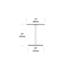 The dimensions for the Circa Table light from Pablo Designs.