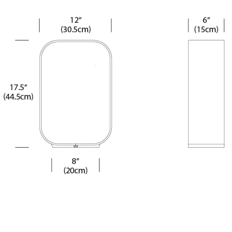 The dimensions of the small Contour Table from Pablo Designs.