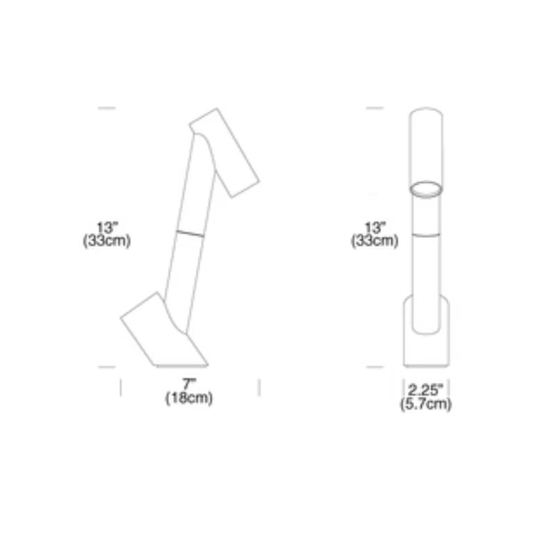 The dimensions for the Giraffa table light from Pablo Designs.