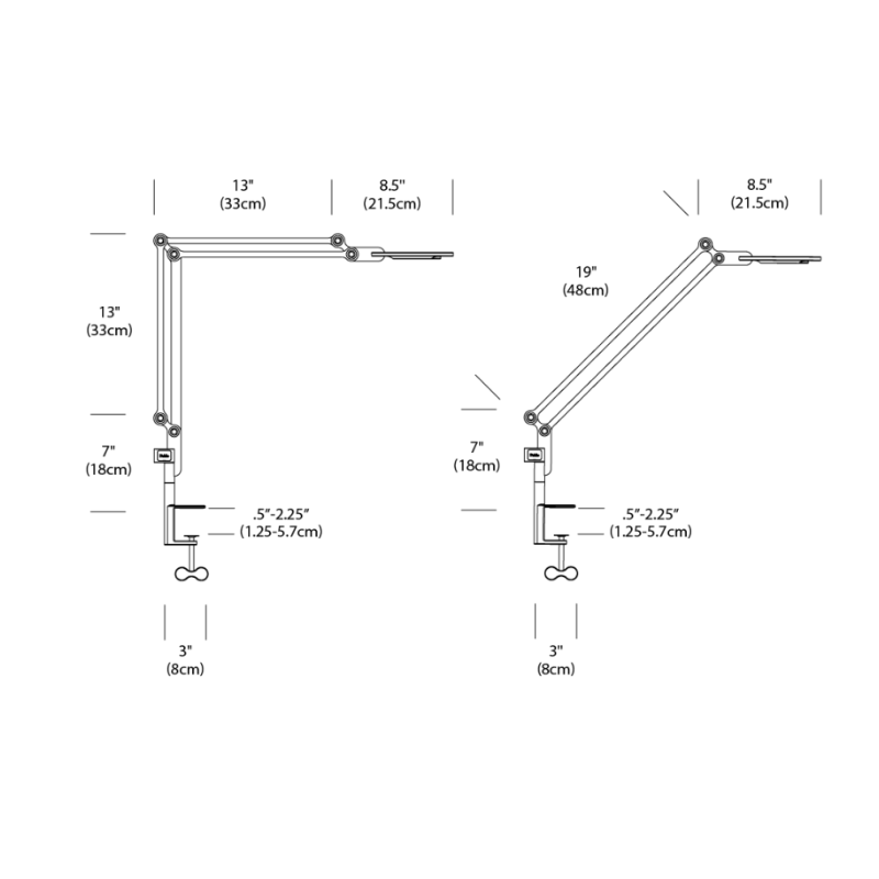 The dimensions for the small and medium Link Clamp from Pablo Designs. all-groups