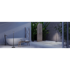 The Luci Floor by Pablo Designs in an indoor and outdoor bathroom showing the versatility of this portable LED light.