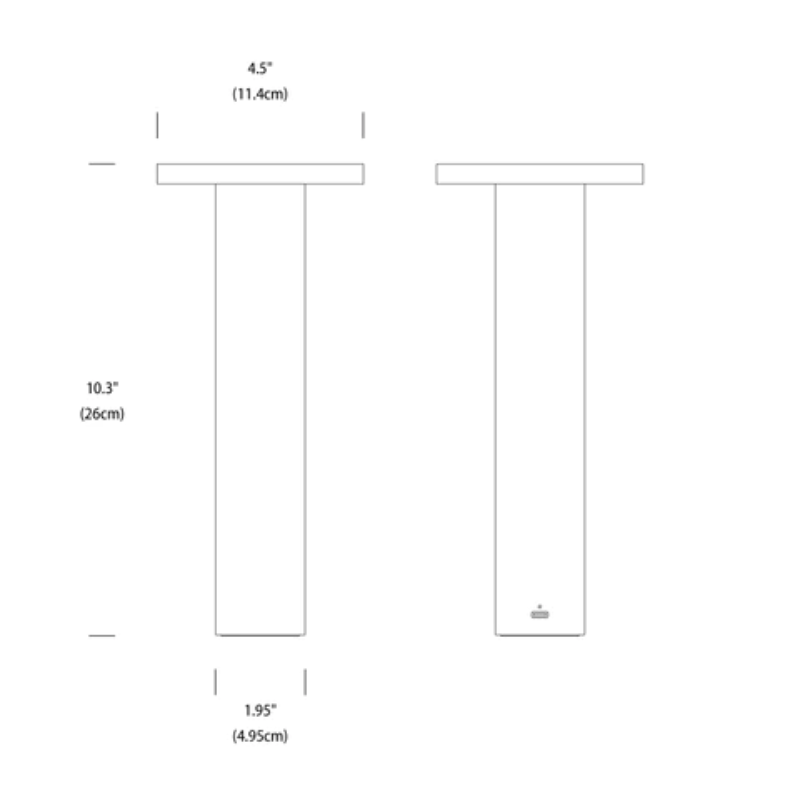 The dimensions of the Luci Table from Pablo Designs.